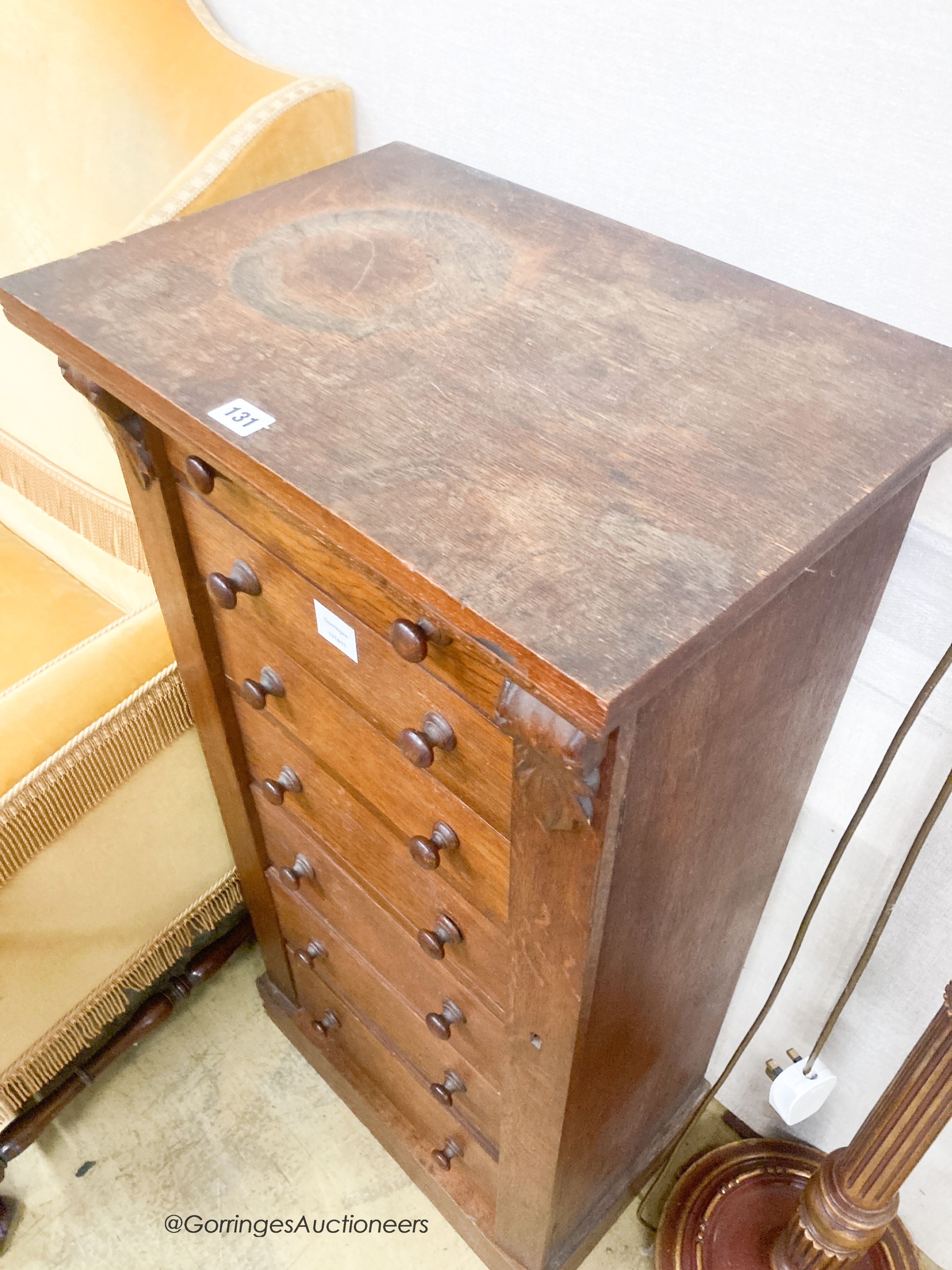 A Victorian oak Wellington chest, width 51cm, depth 35cm, height 105cm